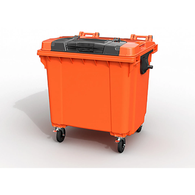 Контейнер для мусора 1100 л на колесах с крышкой TwinLid арт. 22.C19.TL (Оранжевый)